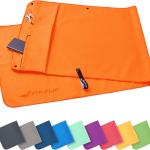 Asciugamano per palestra con scomparto a cerniera con clip magnetico, sistema anti scivolo, multifunzionale, in Microfibra, 130 x 48 cm