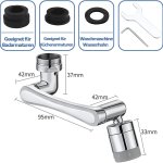 Mitigeur pivotant avec 2 fonctions de pulvérisation, extension de cuisine multifonctionnelle, adapté au filetage extérieur 20mm, 22mm, 24mm, pivotant à 1440°.
