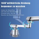 Mitigeur pivotant avec 2 fonctions de pulvérisation, extension de cuisine multifonctionnelle, adapté au filetage extérieur 20mm, 22mm, 24mm, pivotant à 1440°.