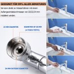 Mitigeur pivotant avec 2 fonctions de pulvérisation, extension de cuisine multifonctionnelle, adapté au filetage extérieur 20mm, 22mm, 24mm, pivotant à 1440°.