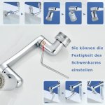Mitigeur pivotant avec 2 fonctions de pulvérisation, extension de cuisine multifonctionnelle, adapté au filetage extérieur 20mm, 22mm, 24mm, pivotant à 1440°.