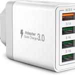 Caricabatterie USB a 4 porte USB, Carica Rapida, Quick Charger 3.0 33W 6A, universale, bianco