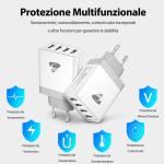 Caricabatterie USB a 4 porte USB, Carica Rapida, Quick Charger 3.0 33W 6A, universale, bianco