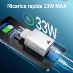 Caricabatterie USB a 4 porte USB, Carica Rapida, Quick Charger 3.0 33W 6A, universale, bianco