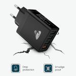 Caricabatterie USB a 4 porte USB, Carica Rapida, Quick Charger 3.0 33W 6A, universale, nero
