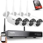 Videosorveglianza, 4 telecamere WIFI con HDD da 1 TB, Sistema di telecamere di sicurezza WiFi wireless 3M Super HD