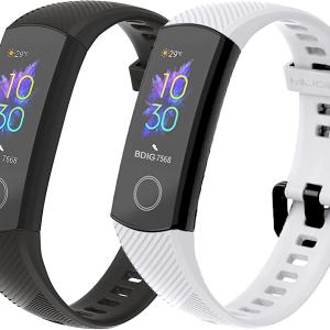 Cinturino per Honor Band 5 Band 4, in silicone, colore bianco e nero, confezione da 2 colori