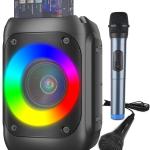 Ankuka Karaoke con 2 Microfoni Karaoke Professionale Completo con 1 Microfono Wireless & 1 Microfono con Cavo Cassa Karaoke Portatile