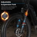 Vélo électrique pour adultes, 26 pouces, Vélo électrique de ville, avec amortisseur à l'avant, avec moteur bafang 500W, batterie amovible Samsung 48V 17.5AH, GUNAI GN26