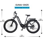 Vélo électrique pour adultes, 26 pouces, Vélo électrique de ville, avec amortisseur à l'avant, avec moteur bafang 500W, batterie amovible Samsung 48V 17.5AH, GUNAI GN26