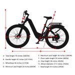 Vélo électrique pour adultes, 26 pouces, Vélo électrique de ville, avec amortisseur à l'avant, avec moteur bafang 500W, batterie amovible Samsung 48V 17.5AH, GUNAI GN26