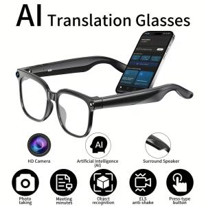 Occhiali Intelligenti con Fotocamera, Fotocromatico, Registrazione Video HD 1080P, con Assistente AI & Traduzione Live