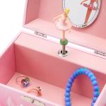 Porta Gioielli con Fatina Roteante Blu e Stella Bianca, Melodia Lago dei Cigni, colore Rosa, JewelKeeper