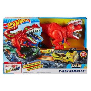 Hot Wheels T-rex Rampage - pista con Lanciamacchine