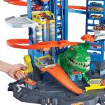 Ultimativer Garagenangriff des T-Rex-Roboters, inklusive 2 Autos, Hot Wheels