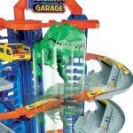 Ultimativer Garagenangriff des T-Rex-Roboters, inklusive 2 Autos, Hot Wheels