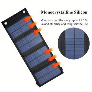 Carica batteria, pannello solare, pieghevole, portatile, USB, impermeabili, per carica batterie telefoni, cellulari e tablet, per la spiaggia, il campeggio all'aperto a casa
