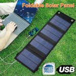 Carica batteria, pannello solare, pieghevole, portatile, USB, impermeabili, per carica batterie telefoni, cellulari e tablet, per la spiaggia, il campeggio all'aperto a casa