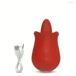 Stimulateur de langue Rose Toy avec 10 modes - Vibrateur électrique pour le clitoris - Jouet sexuel rechargeable pour femmes et couples