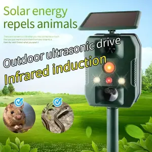 Ripellente per Animali Selavatigi, con Tecnologia Soundwave, a energia solare, Luce LED e Vibrazione