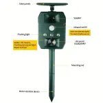 Ripellente per Animali Selavatigi, con Tecnologia Soundwave, a energia solare, Luce LED e Vibrazione