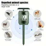 Ripellente per Animali Selavatigi, con Tecnologia Soundwave, a energia solare, Luce LED e Vibrazione