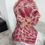 Freddy Krueger Maschera Horror Full-Face Rossa – Lattice con Cicatrici & Tatuaggi Realistici