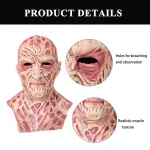 Freddy Krueger Maschera Horror Full-Face Rossa – Lattice con Cicatrici & Tatuaggi Realistici
