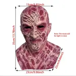 Freddy Krueger Maschera Horror Full-Face Rossa – Lattice con Cicatrici & Tatuaggi Realistici
