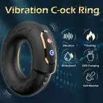 Anello Vibrante Riscaldante con 9 Modalità - Anello Fallico per Uomo con Serraggio Regolabile - Ricaricabile USB per Coppie