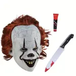 Maschera Horror Clown Killer – Set Accessori Spaventapasseri & Sorridente per Halloween Cosplay