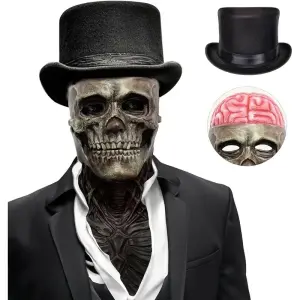 Set 2 Maschere Teschio Realistiche con Mascella Mobile – Costume Halloween