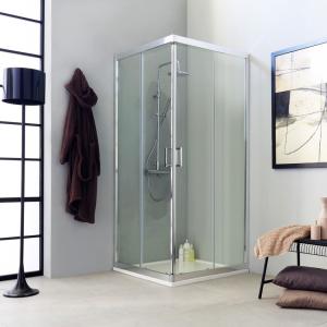 Paroi de douche, transparente, carrée 90x90, design, hauteur 195 cm