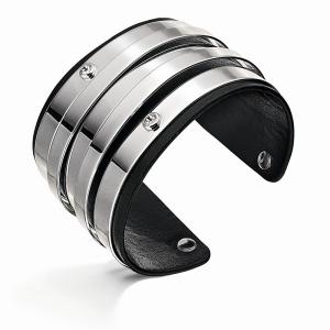 Bracciale da Donna, Folli Follie, argentato, rivestimento interno simil in pelle