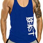 Canotta fitness, palestra, bodybuilding, canottiera smanicato in cotone, sport tank top, Cabeen Beast, blu