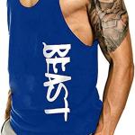 Canotta fitness, palestra, bodybuilding, canottiera smanicato in cotone, sport tank top, Cabeen Beast, blu