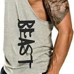 Fitness Tank Top, Fitnessstudio, Bodybuilding, ärmellose Baumwollweste, Sport Tank Top, Cabeen Beast, grau