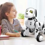 RoboDog Dimei 9007 il cane robot intelligente, 2.4g Wireless radio comando, bianco rosa