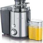 Professionelle Zentrifuge 400W BPA frei, Obst- und Gemüsezentrifuge, Edelstahl Farbe silber/schwarz, Saftkapazität 0.5 L, SEVERIN ES 3566