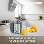 Professionelle Zentrifuge 400W BPA frei, Obst- und Gemüsezentrifuge, Edelstahl Farbe silber/schwarz, Saftkapazität 0.5 L, SEVERIN ES 3566