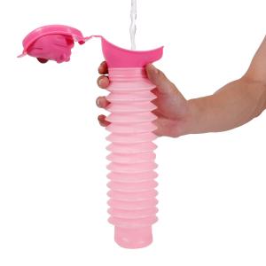 Bottiglia portatile per urina, urinatoio, pipi, da viaggio, vasino per urina con imbuto per uomo unisex donna bambini, colore rosa
