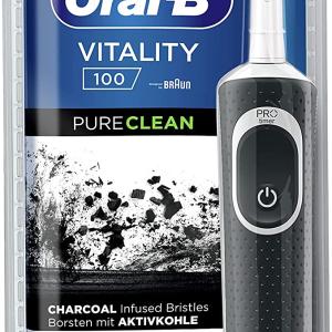 Brosse à dents électrique Oral-b vitality 100 pure clean 1 tête de brosse noire avec poils de charbon de bois