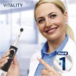 Brosse à dents électrique Oral-b vitality 100 pure clean 1 tête de brosse noire avec poils de charbon de bois