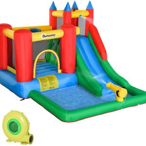 Gioco Gonfiabile per Bambini 3-8 Anni con Scivolo e Piscina