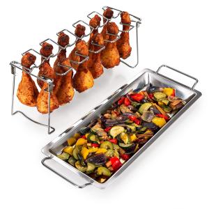 Supporto Pollo Arrosto Forno, Cosce e Alette di Pollo, in acciaio inox, BBQ Griglia