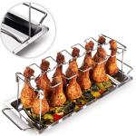 Supporto Pollo Arrosto Forno, Cosce e Alette di Pollo, in acciaio inox, BBQ Griglia