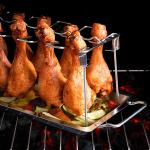 Supporto Pollo Arrosto Forno, Cosce e Alette di Pollo, in acciaio inox, BBQ Griglia
