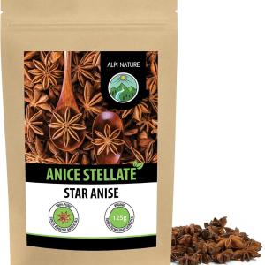 Anice stellato (125g), capsule intere di anice stellato, capsule intere di anice stellato, 100% naturale, tè all'anice stellato senza additivi