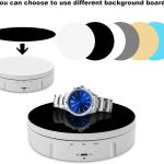 Espositore girevole elettrico a 360 gradi, piatto rotante motorizzato, per esposizione di gioielli, orologio, prodotti, base 17 cm