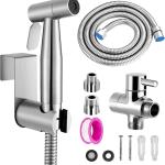 Spruzzatore per Bidet Portatile per WC, Doccetta per Bidet in Acciaio Inox con Tubo Flessibile e Valvola 1/2"